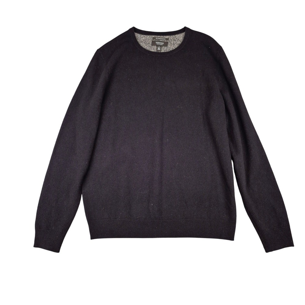 Nordstrom Mens Shop Cashmere Sweater‎ Black Dark Grey Crewneck MV297328MN Large